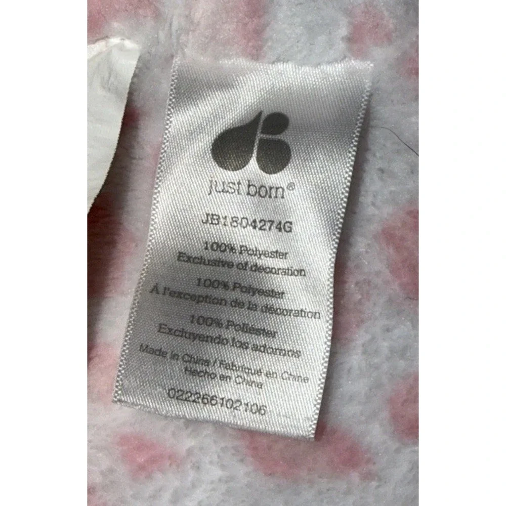 Just Born Girls Pink White Cheetah Leopard Gold Heart Plush‎ Fleece Baby Blanket